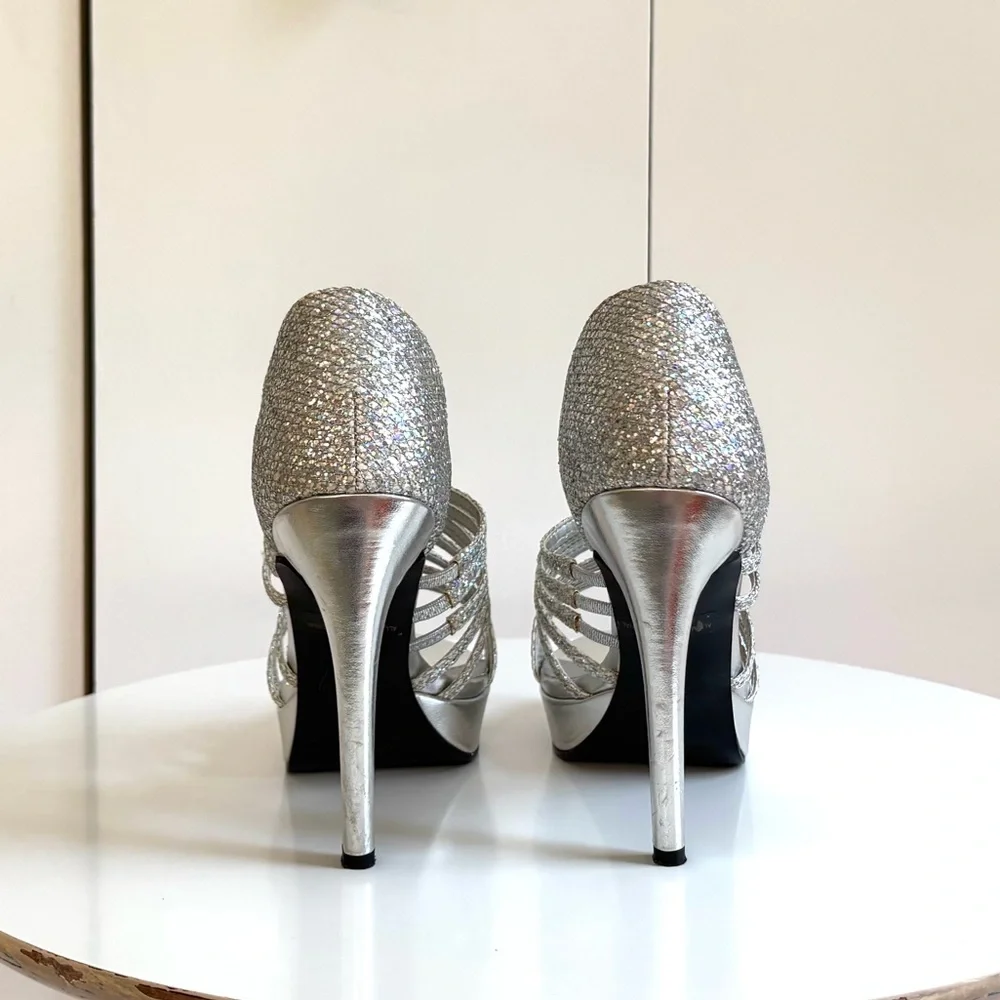 Touch Ups Carey Silver Sparkle Heels Size 8